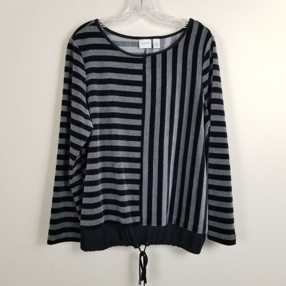 Chico's Tops - CHICO'S Zenergy Striped Velvet Pullover Large